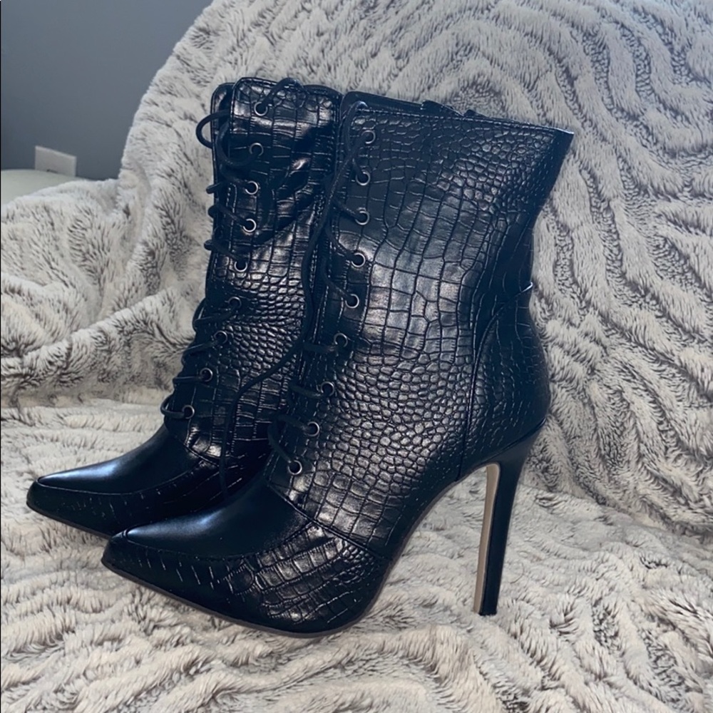 High heeled ankle boots
